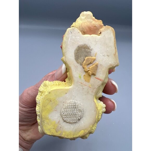 Rare VTG Yellow Cat Figurine Bobble Head With Bow Accent 4.5" Long Hand Painted - Picture 14 of 15